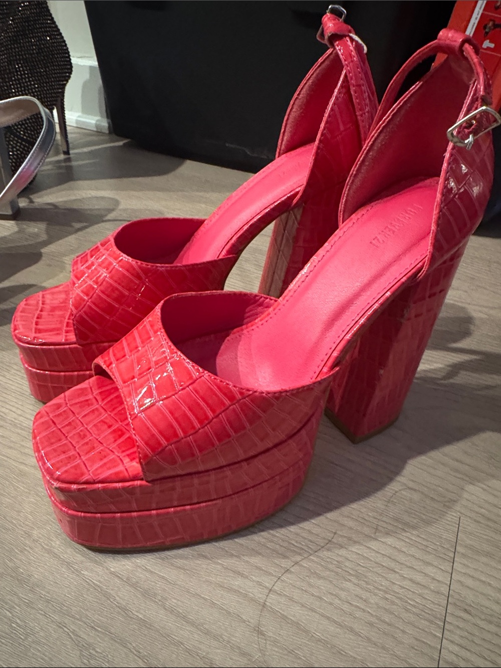 Platform High Heel Sandals in Hot Pink